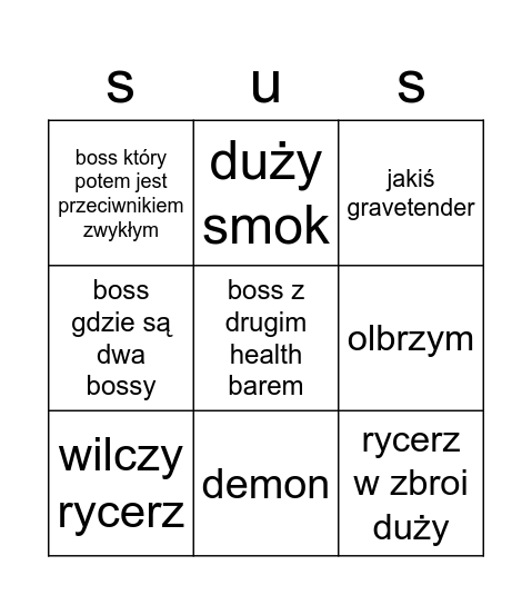 soulslike boss bingo Card