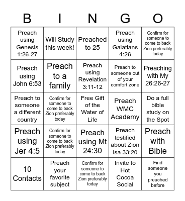 Preaching Bingo Card