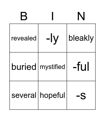 Max Story Vocabulary Bingo Card