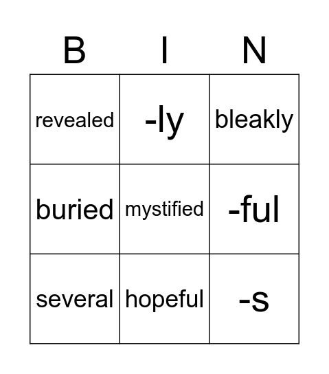 Max Story Vocabulary Bingo Card