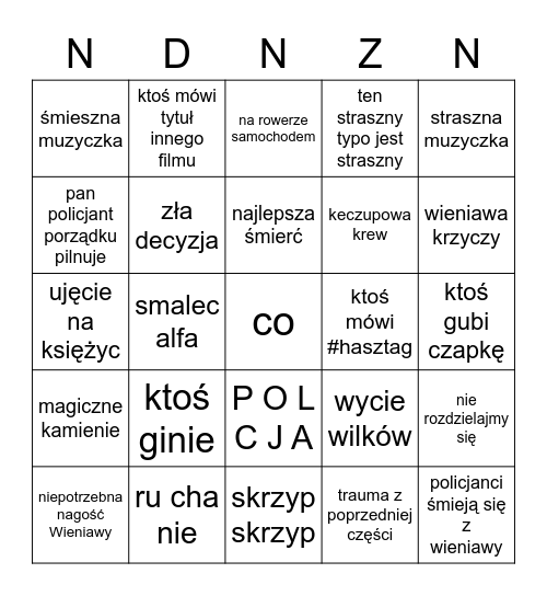 W Bingo Card