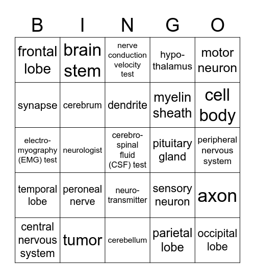 Mysteries of the Human Body Bingo Card