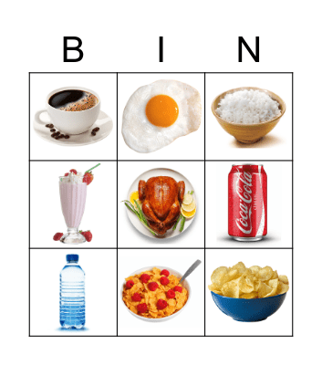 Food and Drinks Bingo Card