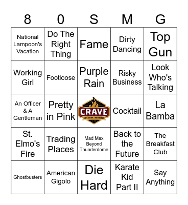 80's Movie Bingo Card