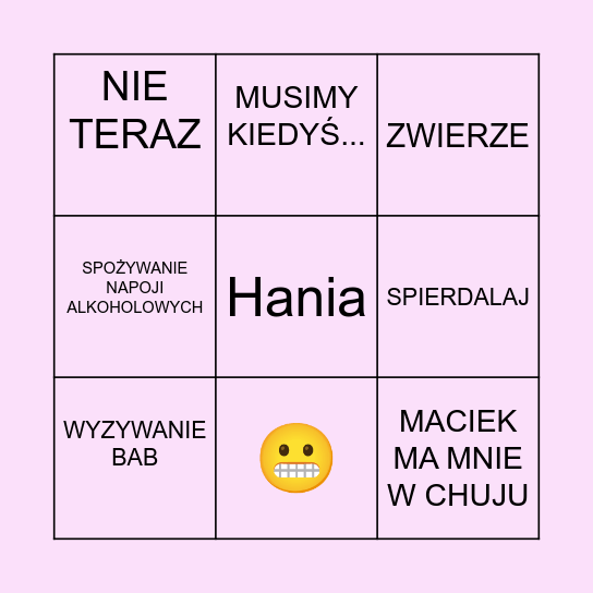 SPIERDA Bingo Card