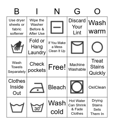 Laundry BINGO Card
