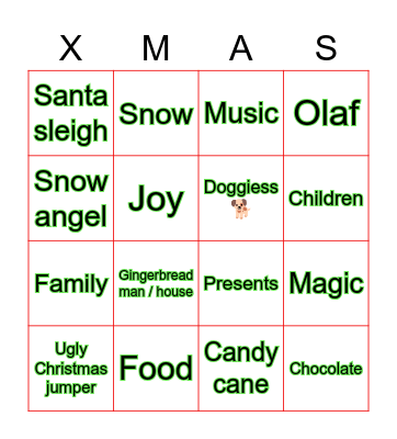 Xmas advert bingo Card