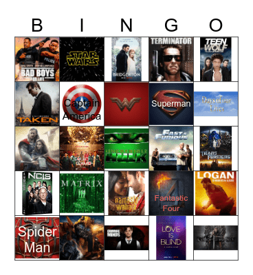 MOVIES/TV Series BINGO Card