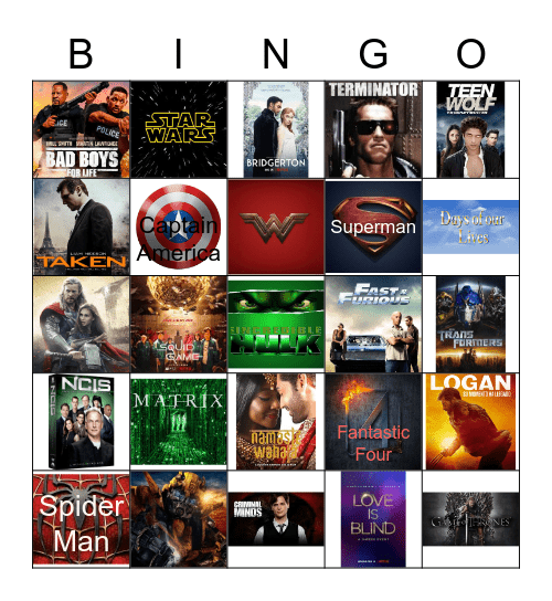 MOVIES/TV Series BINGO Card