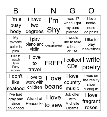 Sister Talk Bingo Card