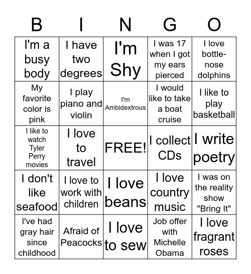 Sister Talk Bingo Card