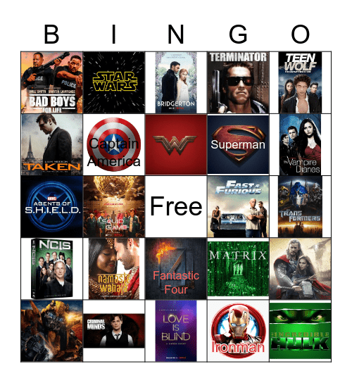 MOVIES/TV Series BINGO Card