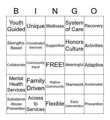 Circles of Care Bingo Card