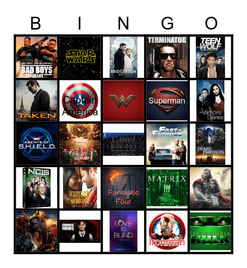 MOVIES/TV Series BINGO Card
