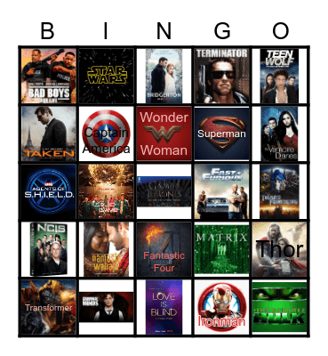 MOVIES/TV Series BINGO Card