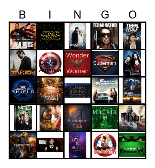 MOVIES/TV Series BINGO Card