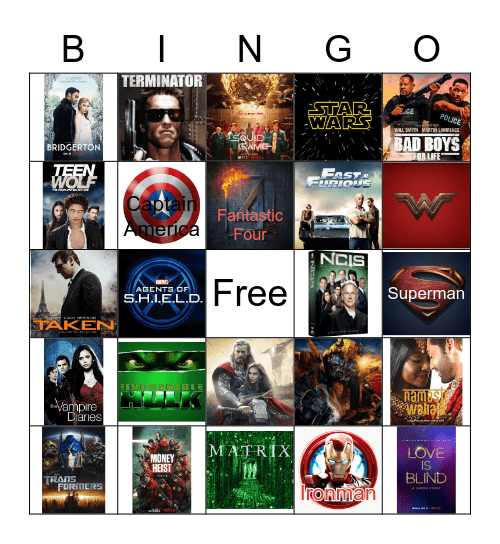 MOVIES/TV Series BINGO Card