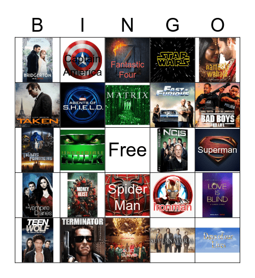 MOVIES/TV Series BINGO Card