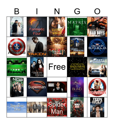 MOVIES/TV Series BINGO Card
