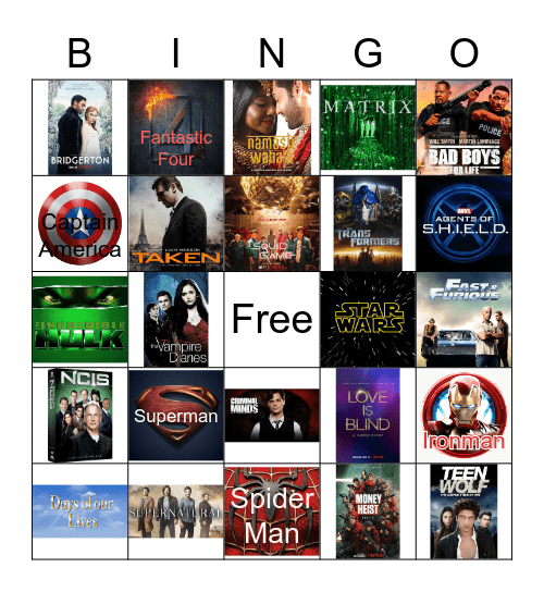 MOVIES/TV Series BINGO Card