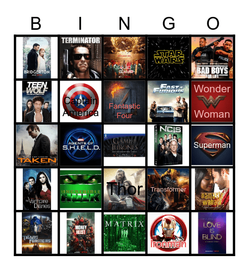 MOVIES/TV Series BINGO Card