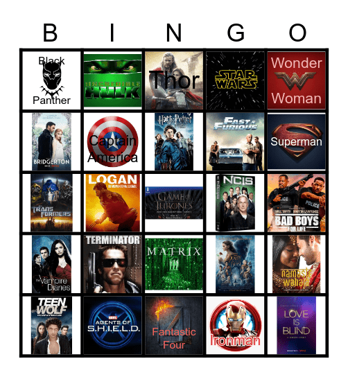 MOVIES/TV Series BINGO Card