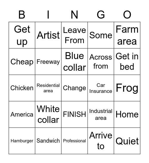 Unit 9 ASL BINGO Card