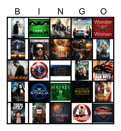 MOVIES/TV Series BINGO Card