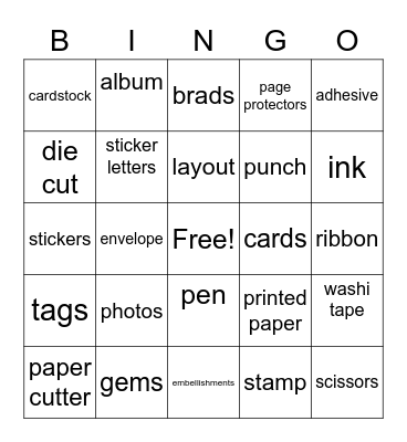 Scrapbook Bingo Card