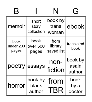 book bingo 2022 Bingo Card