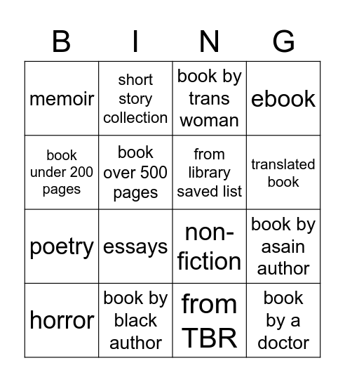 book bingo 2022 Bingo Card