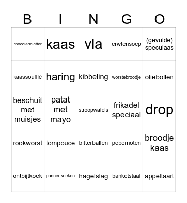 Nederlands eten & snacks Bingo Card