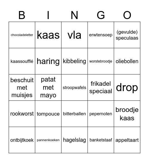 Nederlands eten & snacks Bingo Card