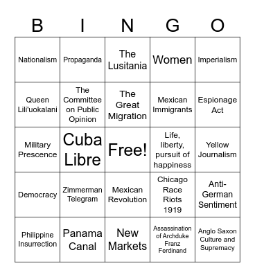 REG Unit 4 BINGO Card