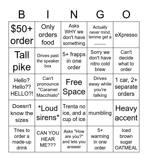 Starbucks Expo Bingo Card