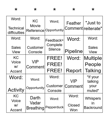 Engagement Activity Bingo Card