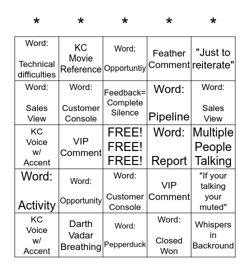 Engagement Activity Bingo Card