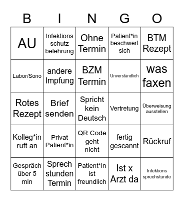 Praxis Bingo Card