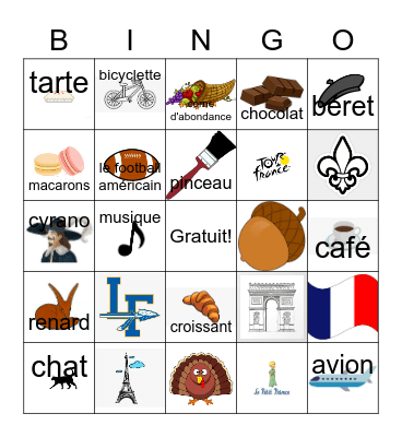 French Club Bingo Card