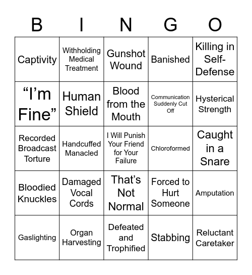 Bad Things Happen Bingo Card