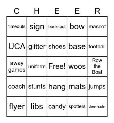 Football Cheer Bingo Card