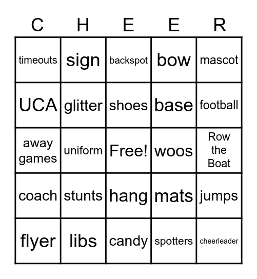 Football Cheer Bingo Card