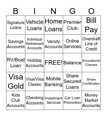 Product & Services Bingo Card