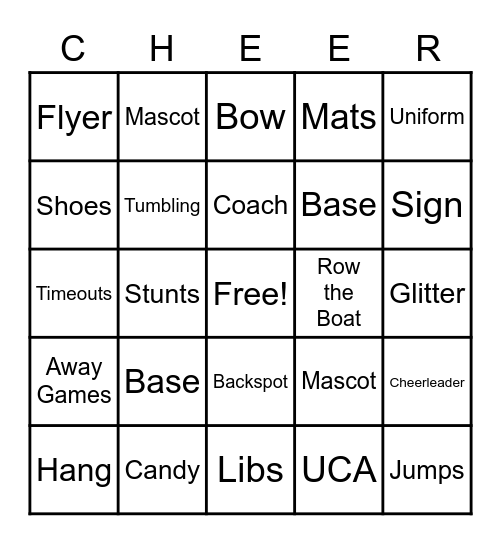 Cheerleading Bingo Card