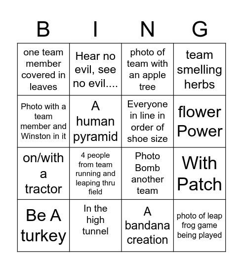 Photo Bingo Card