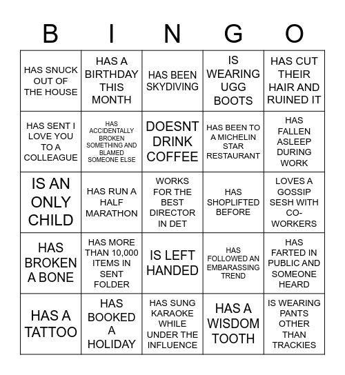 Branch Bingo Card