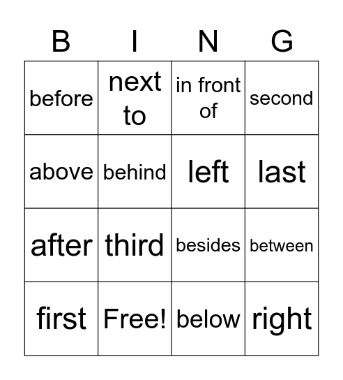 Propositions Words Bingo Card