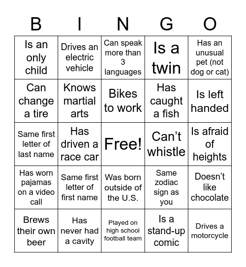 Untitled Bingo Card
