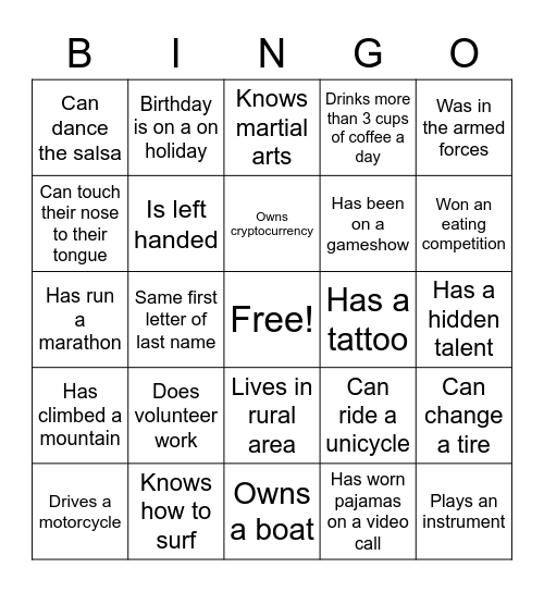 Untitled Bingo Card