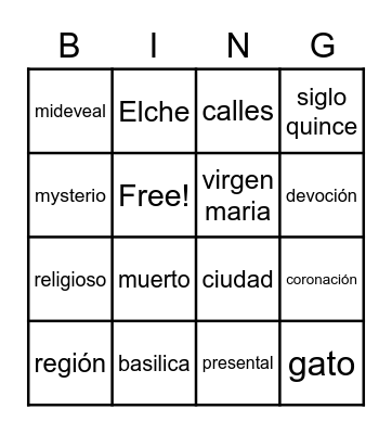 Spanish Bingo Card
